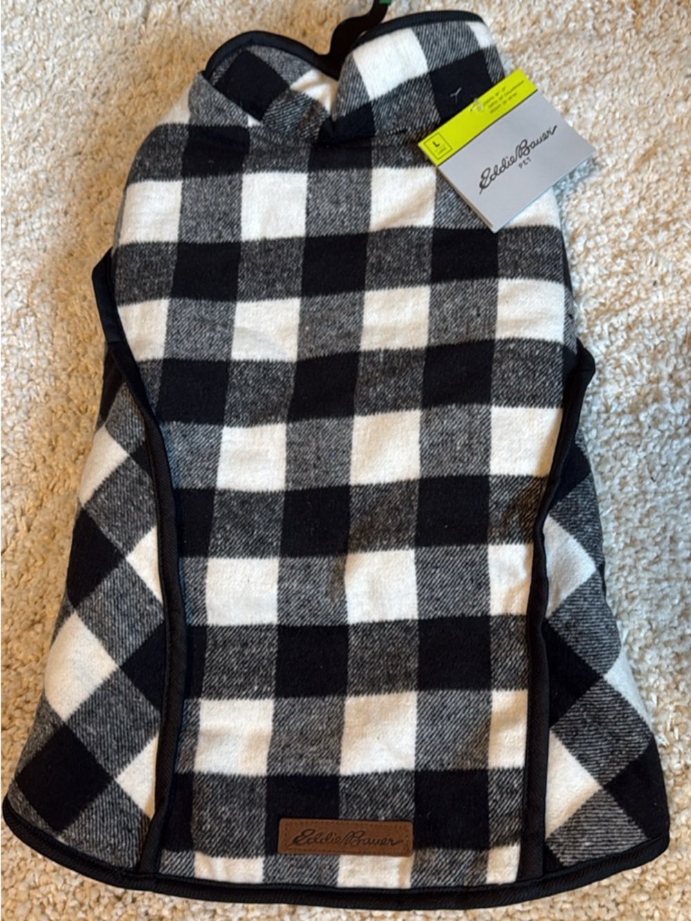 New Eddie Bauer pet coat jacket clothes large checkered black white 36-65
